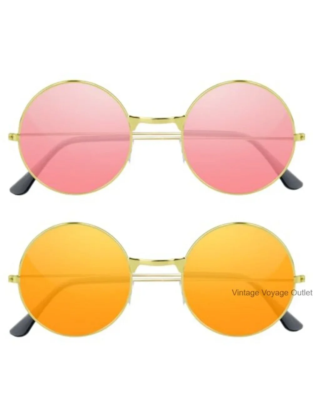 Round Metal Frame Retro Disco Sunglasses with Cleaning Cloth
